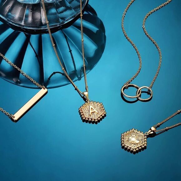 NWT Wool + Pepper Co. Initial Dainty Gold Layer Necklace - Picture 5 of 6